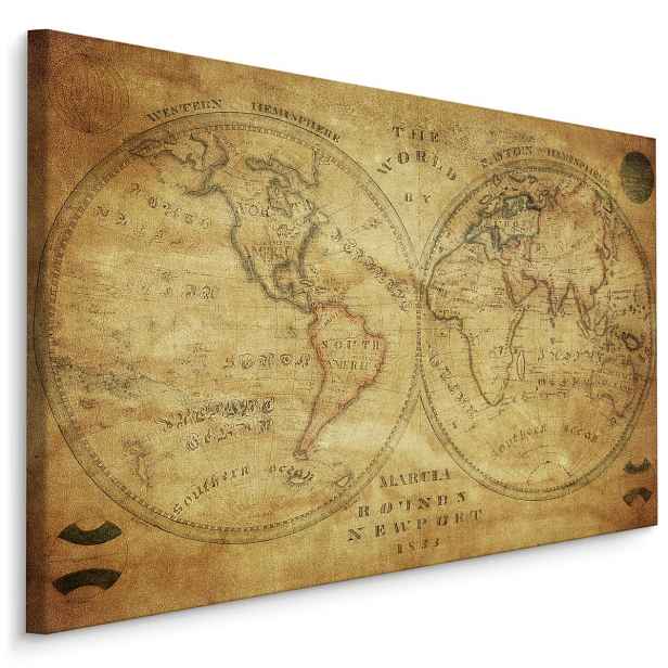 MyBestHome BOX Plátno Historická Mapa Světa Z 19. Století Varianta: 100x70