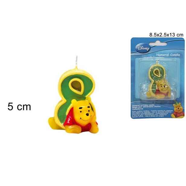 PROHOME - Svíčka číslice 8 Medvídek Pú