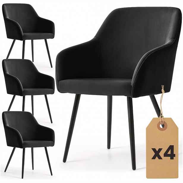 Set 4x jídelní čalouněná židle EVORIA - černá / černá