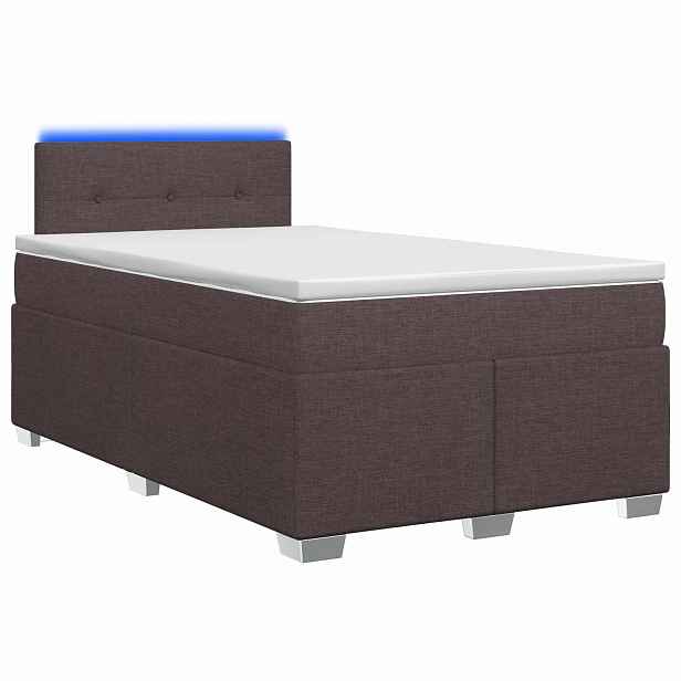 vidaXL Box spring postel s matrací a LED Tmavě hnědá 120 x 200 cm