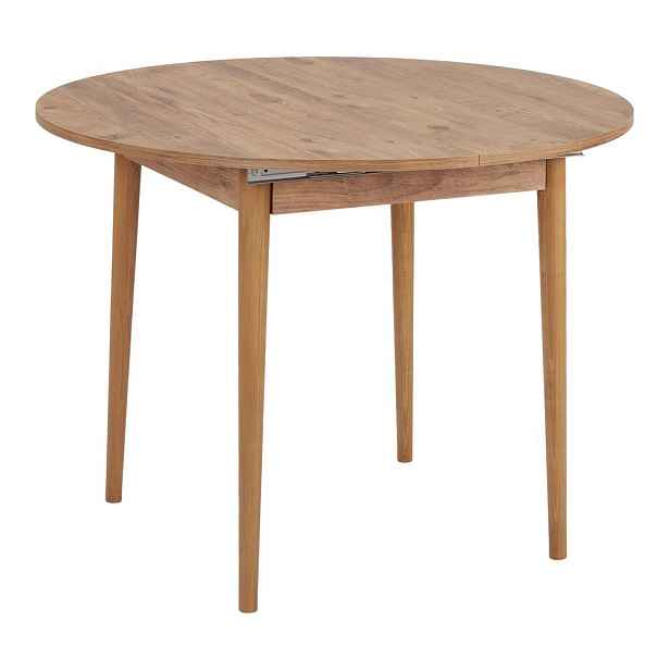 Kulatý rozkládací jídelní stůl s přídavnou deskou v dekoru borovice ø 100 cm Viona – Kalune Design