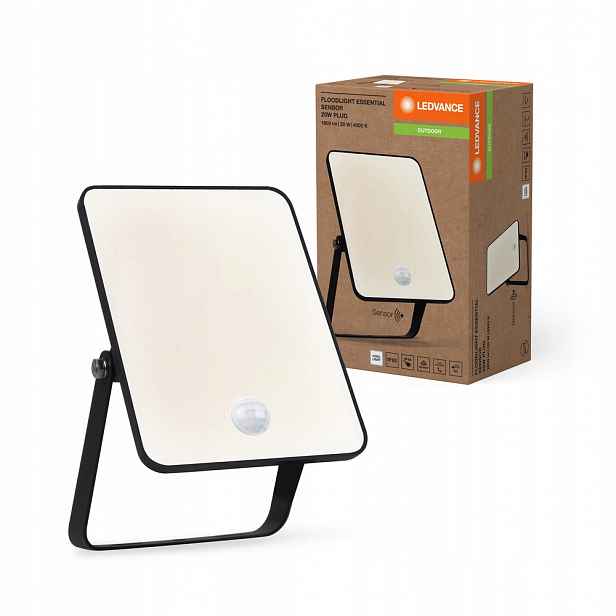 Led reflektor 20W 1800lm 4000K IP65 černý s pohybovým a soumrakovým senzorem