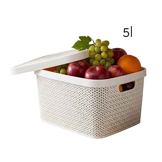 Multifunkční koš s víkem, úložný box s víkem 5,5l ALTOM - bílý