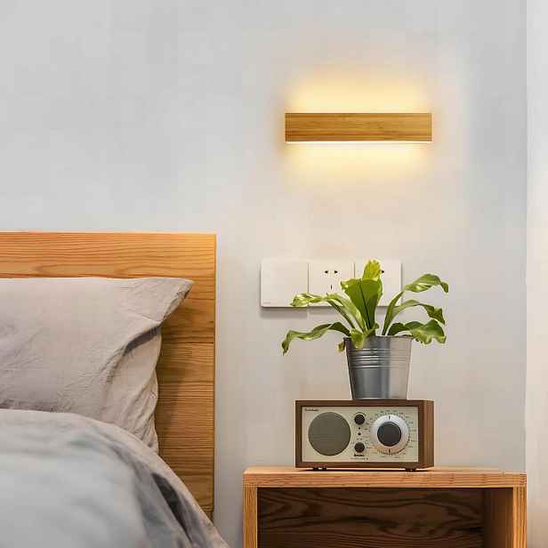 Nástěnná lampa Dřevěná Led lampa 30 cm