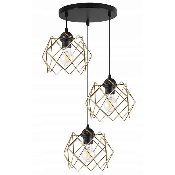 Závěsné Stropní Svítidlo Lustr Zlatý Černý Loft Glamour Do Obývacího Pokoje Jídelny