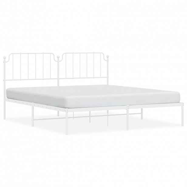 vidaXL Kovový rám postele s čelem bílý 183 x 213 cm