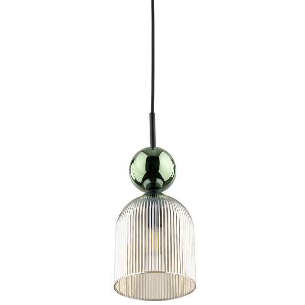 Závěsná lampa do ložnice obývacího pokoje sklo rýhované béžová zelená Sophia