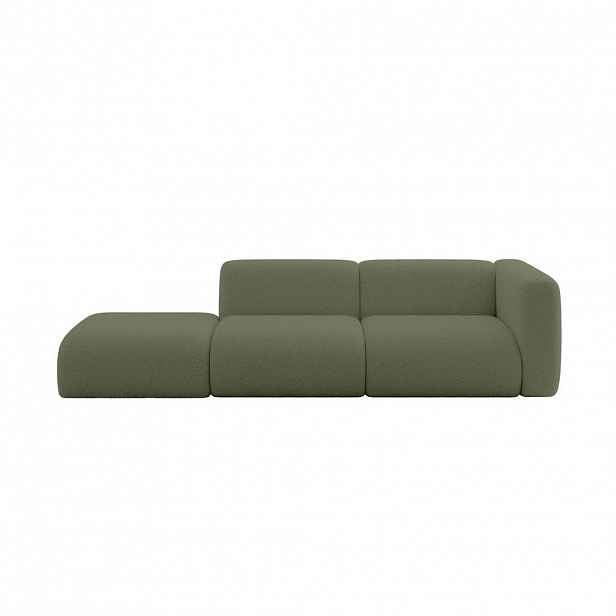 ALTDECOR POHOVKA S PRAVOU OTOMANOU MIRA-S3 296x89x70 Zelená Bouclé