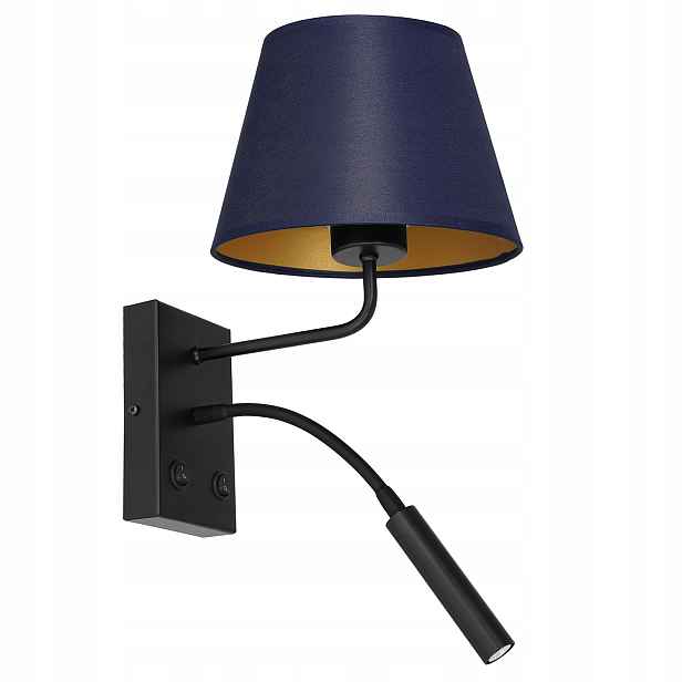 Luminex Nástěnné svítidlo Arden Černý Modrý Abažur E27+G9 15W+8W