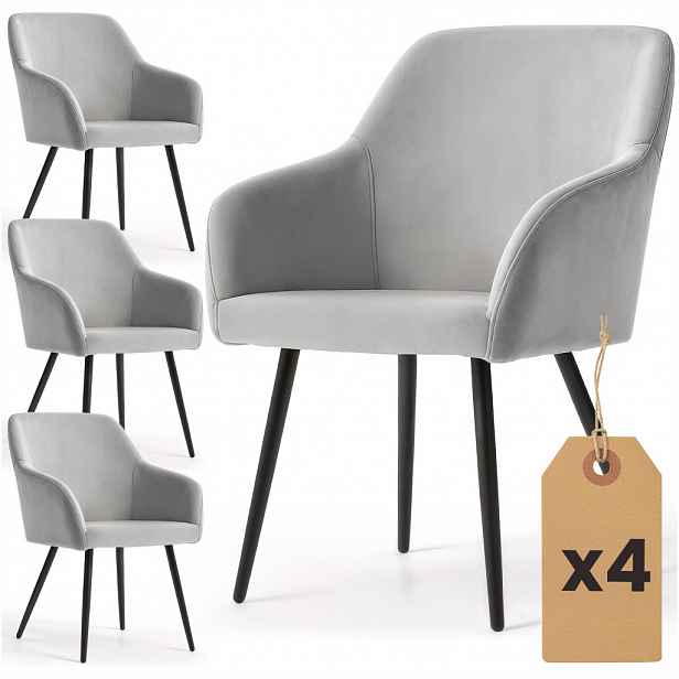 Set 4x jídelní čalouněná židle EVORIA - šedá / černá
