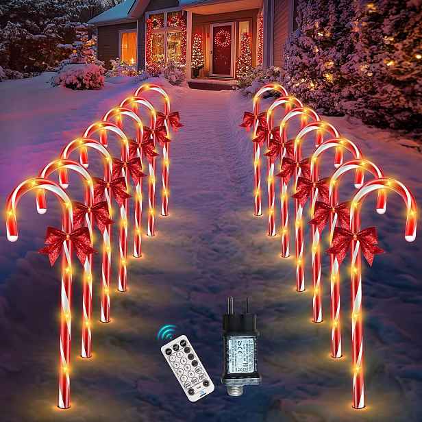 Vánoční osvětlení na stromeček 20 Ks ve tvaru hůlky, 64,5 cm, 120 Led diod,