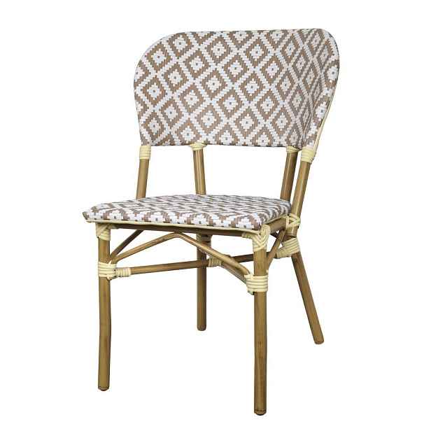 Venkovní latté bistro židle La Rochelle s výpletem - 62*53*82 cm Chic Antique
