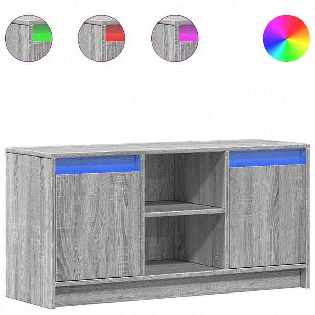 vidaXL TV skříňka s LED šedá sonoma 100 x 34 x 50 cm kompozitní dřevo