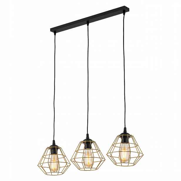 Závěsná lampa Diamond Zlatá Kovová Stínidla 3xE27 Moderní stropní obývací pokoj