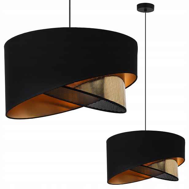 Závěsná Stropní Lampa, Černý Lustr S Šikmým Stínítkem, Zlatý Střed, Glamour