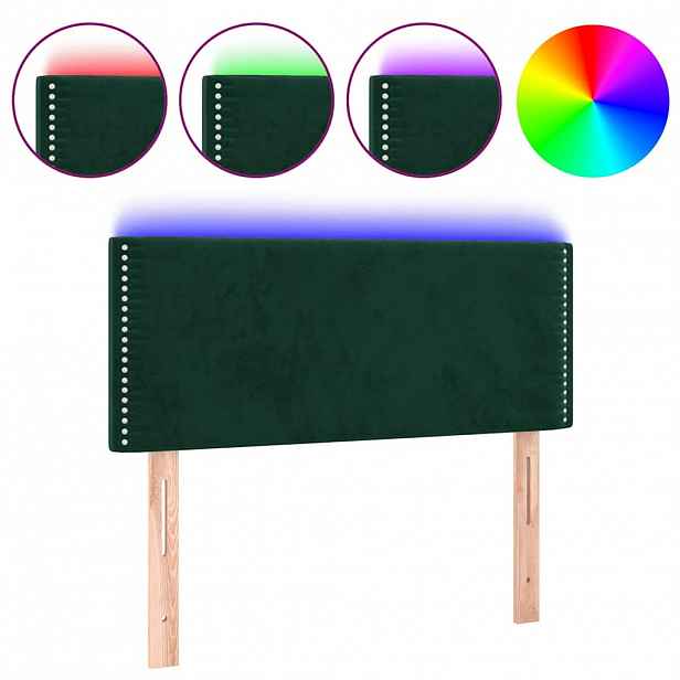 vidaXL Čelo postele s LED tmavě zelené 80 x 5 x 78/88 cm samet
