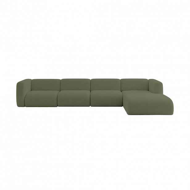 ALTDECOR ROHOVÁ SEDAČKA S PRAVOU OTOMANOU MIRA-L3 409x179x70 Zelená Bouclé