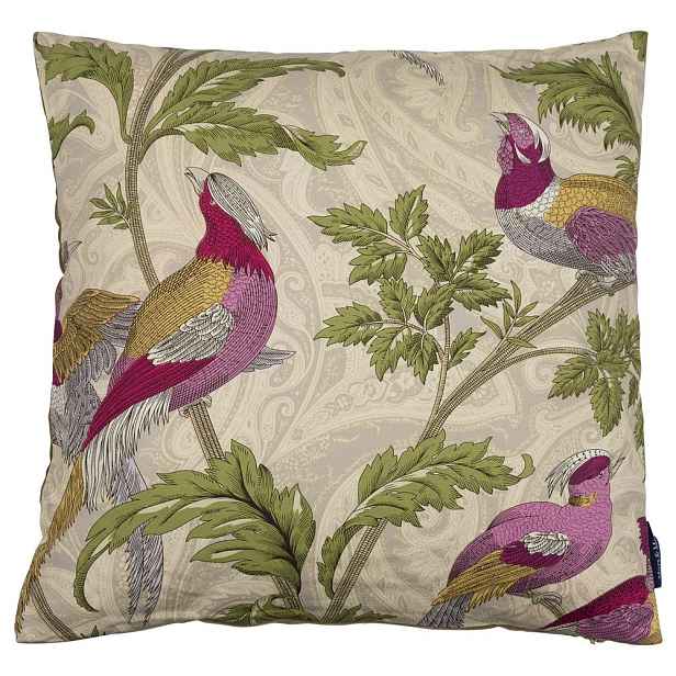 Béžový čtvercový polštář s ptáčky Paisley bird white - 45*45*10cm Mars & More