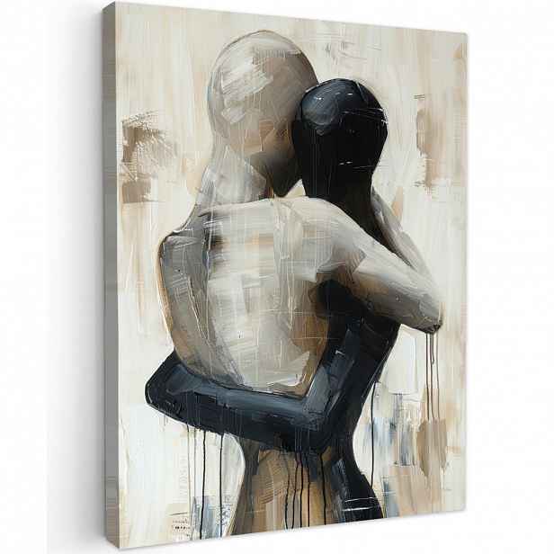 MuchoWow OBRAZ NA PLÁTNĚ Abstraktní - Láska - Černobílé - Moderní 30x40 cm