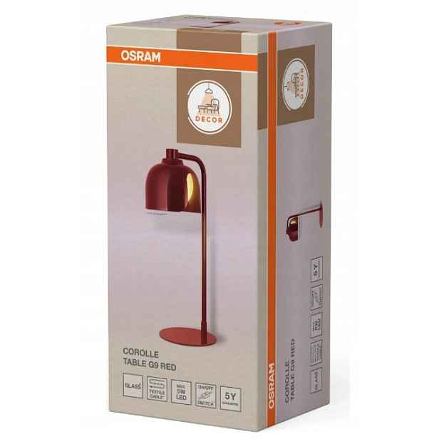 Osram Decor Corolle Table Stolní lampa, červené kovové sklo, patice G9
