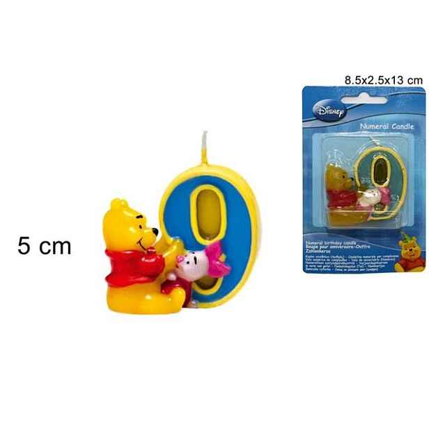 PROHOME - Svíčka číslice 9 Medvídek Pú