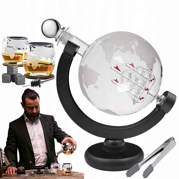 Sada Karafa na whisky Globus 900 ml 2 Sklenice s whisky Dárek Narozeniny