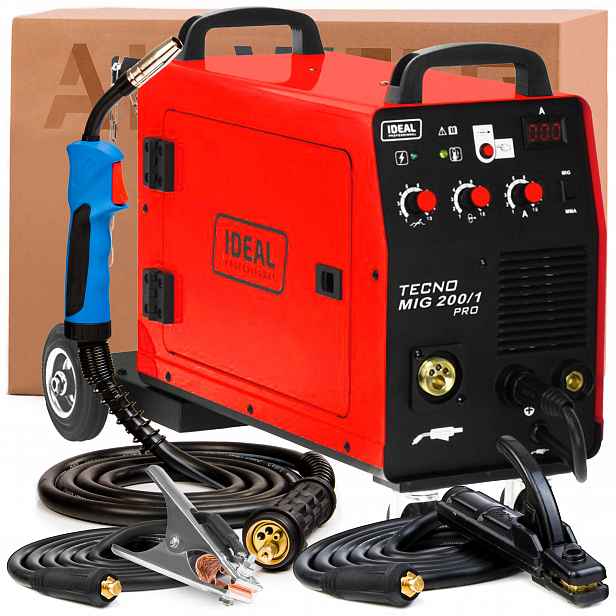 Svařovací Stroj Migomat Ideal Tecno Mig 200/1 Mma Pro 230V 200A 2-VÁLCOVÝ Mma Flux