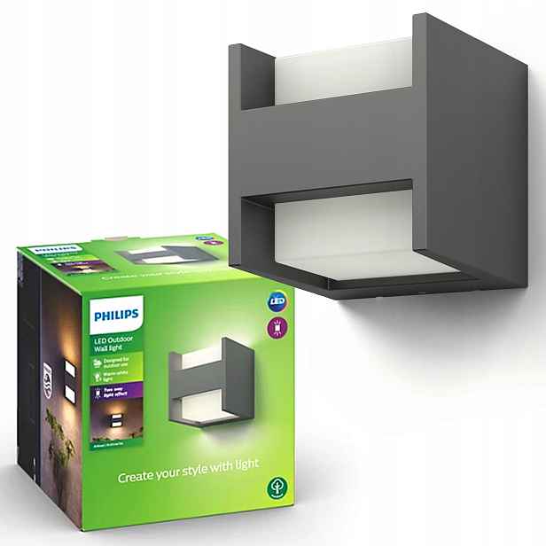 Zahradní nástěnné svítidlo fasádní venkovní Led 9W 2700K IP44 Philips