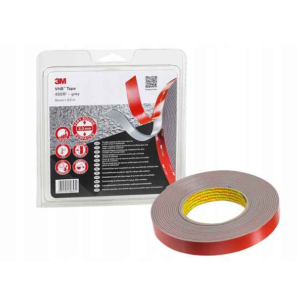 3M Vhb oboustranně lepicí páska 4991F, šedá, 19 mm x 5,5 m, tloušťka 2,5 mm