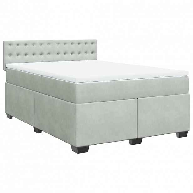 vidaXL Box spring postel s matrací světle šedá 160x200 cm samet