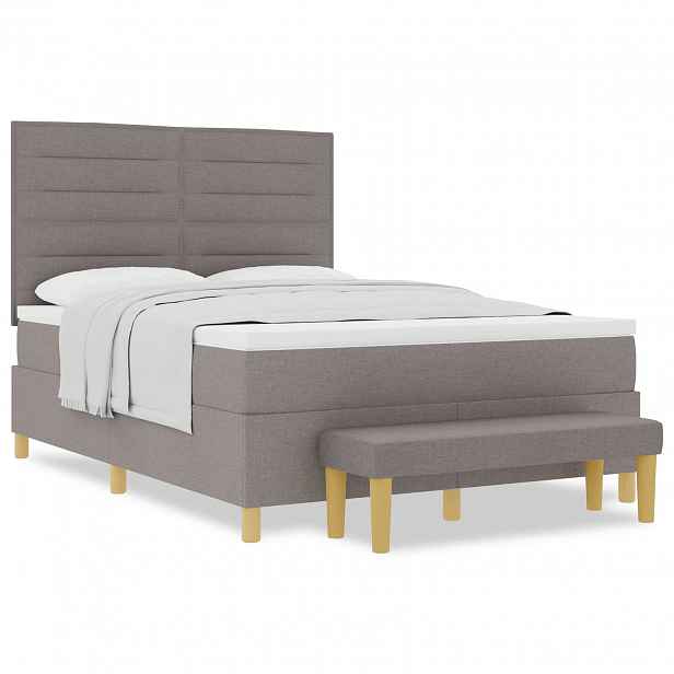 vidaXL Postel s boxspringem s čelo Taupe 190 x 140 cm textil