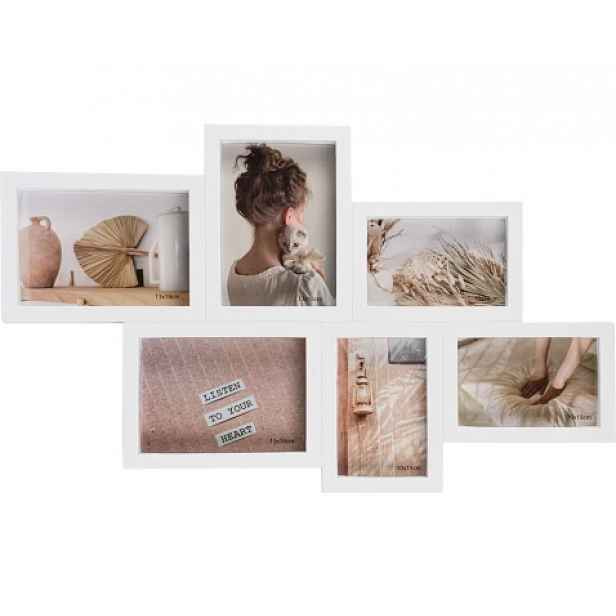 Fotorámeček pro 6 ks foto Becca 60x36,5 cm, bílý