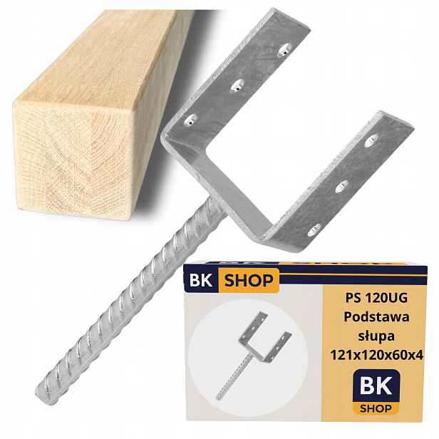 Patka sloupku kotva Ps 120 K Zabetonování 121x120x60x4mm do betonu 6 ks