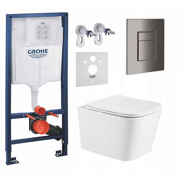 Podomítkový Wc set Grohe s mísou Alba a tlačítkem grafit lesk