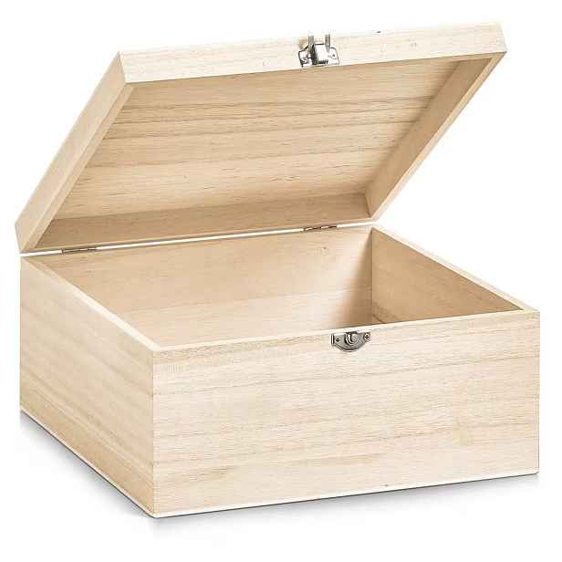 Zeller Present Dřevěný úložný box s víkem, ZELL, 26 x 26 x 12,5 cm