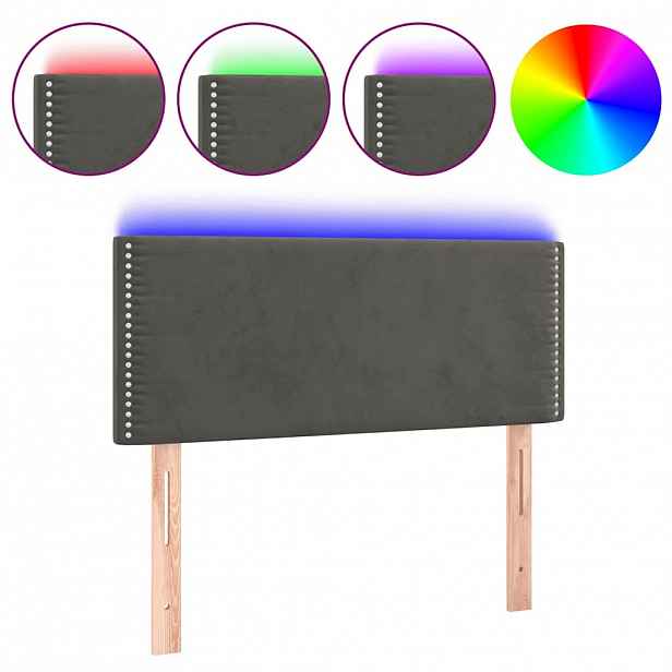 vidaXL Čelo postele s LED tmavě šedé 90x5x78/88 cm samet
