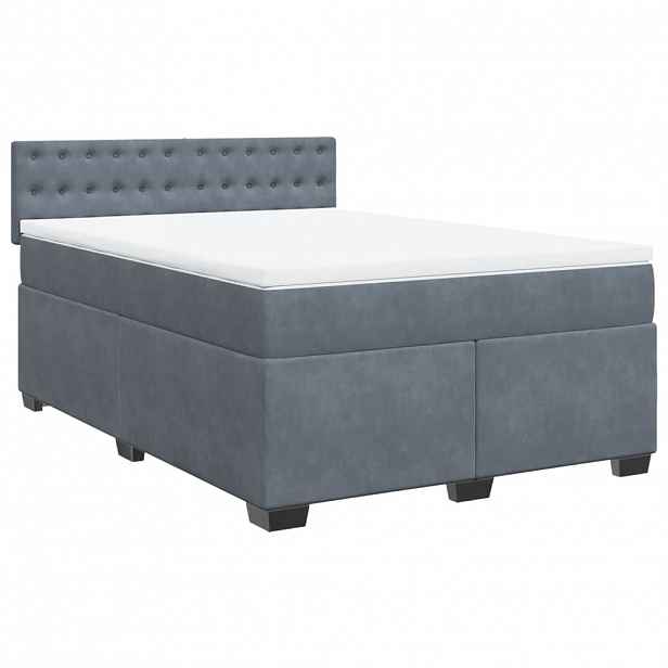vidaXL Box spring postel s matrací tmavě šedá 160x200 cm samet