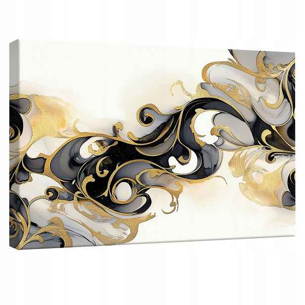 Obraz 120x80 Abstrakce zlato černá bílá šedá kouř elegance