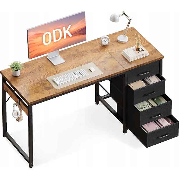 Odk Počítačový stůl 120x48 cm 4 zásuvky, bronzový, držák na sluchátka