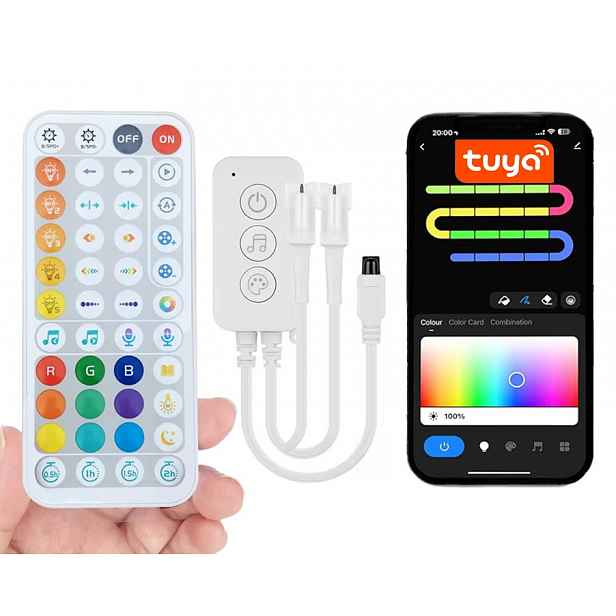 Ovladač 2 výstupů Led Rgb IC WS2811 Wifi Aplikace Dálkový Ovladač pro pásky Cob Neon