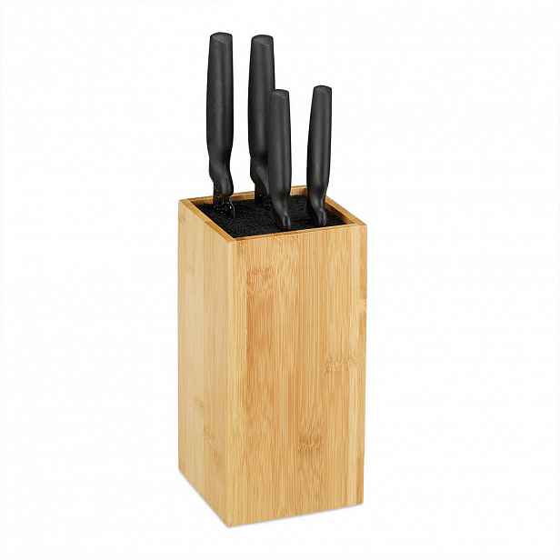 Relaxdays BLOK NA NOŽE Přírodní bambus prázdný pro 6 nožů 24x12 cm