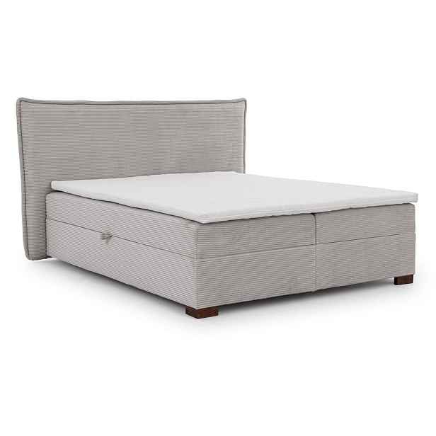 Světle šedá boxspring postel s úložným prostorem 180x200 cm Lysa – Ropez