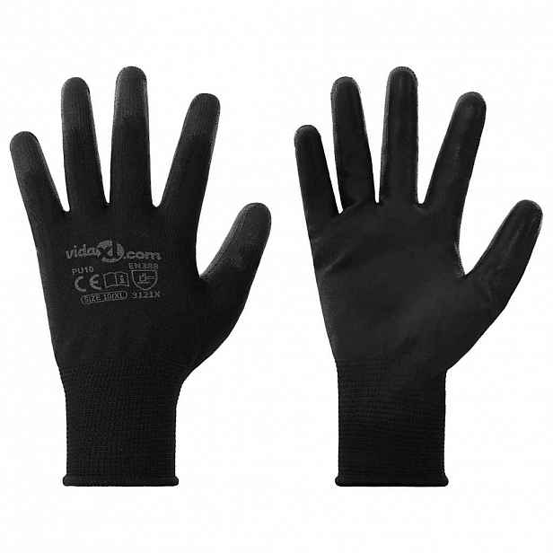 vidaXL Pracovní rukavice 24 ks Černá 10 / xl Polyester