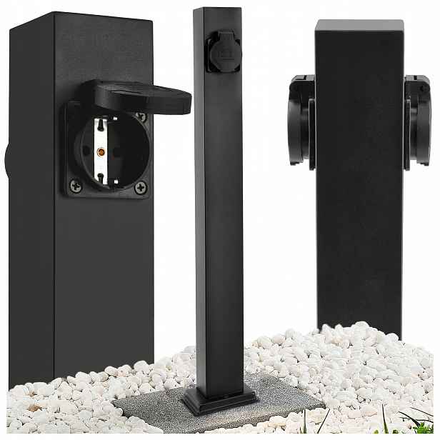 Zahradní sloupek Elektrická stojací lampa 2x Hermetická zásuvka 60 cm 16A