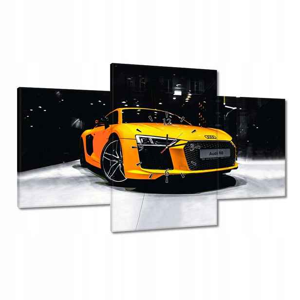 Hodiny 100x60 Žluté Audi R8