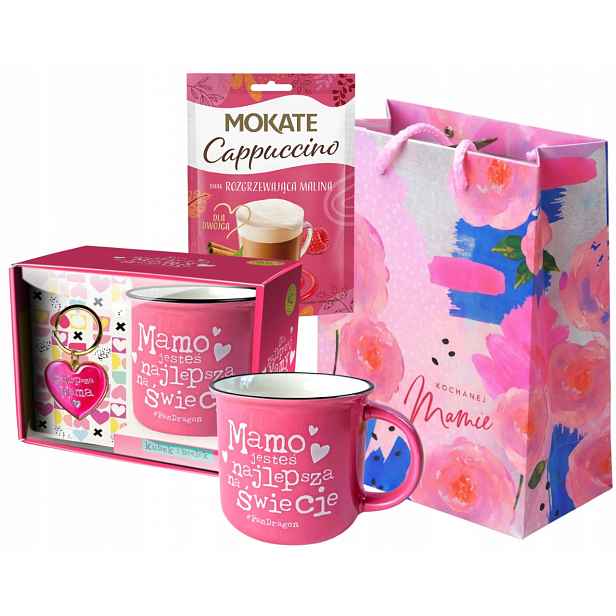Dárek ke Dni matek Sada Šálek Nejlepší maminka Přívěsek Na Klíče Káva Cappuccino