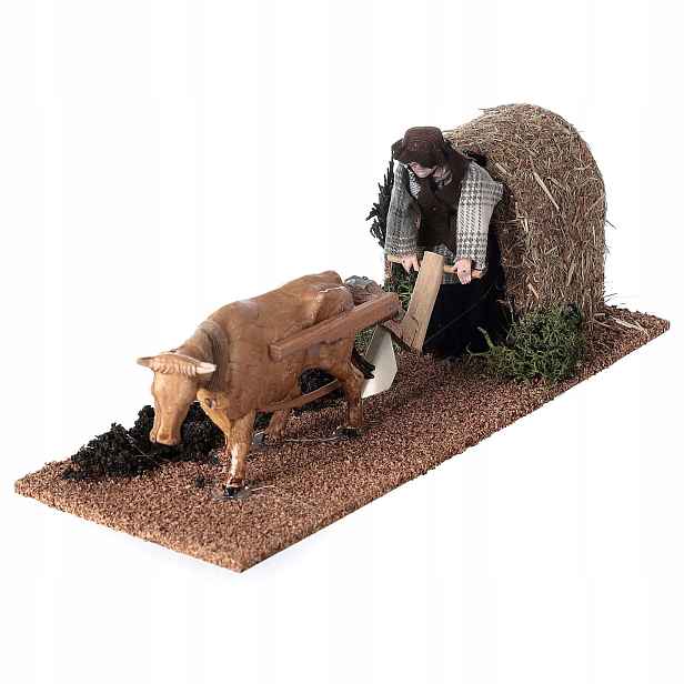 Elektrická Pohyblivá Figurka Do Betlému „rolník S Volem“ – pro figurky 12 cm