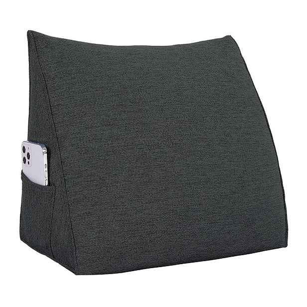 Vercart ZÁDOVÝ POLŠTÁŘ na postel vzhled lnu Černý 45 cm
