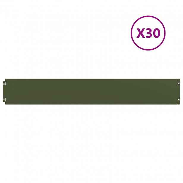 vidaXL Okraj trávníku 30 ks 15 x 103 cm Ocel Olivově zelená