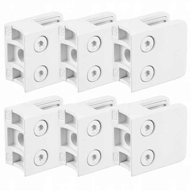 Držák na sklo 45x45 mm Bílý hladký mat Na Trubku pro skleněné zábradlí